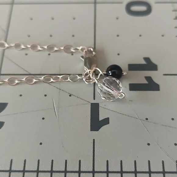 Necklace and earrings set, onyx and 925,17 inches - Picture 7 of 9